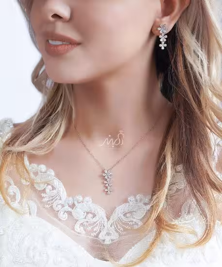 💍نیم ست  جواهری خاص و زیبا طرح گل  نقره عیار 925 (N_4155)‌‌‌‌‌‌ ‌