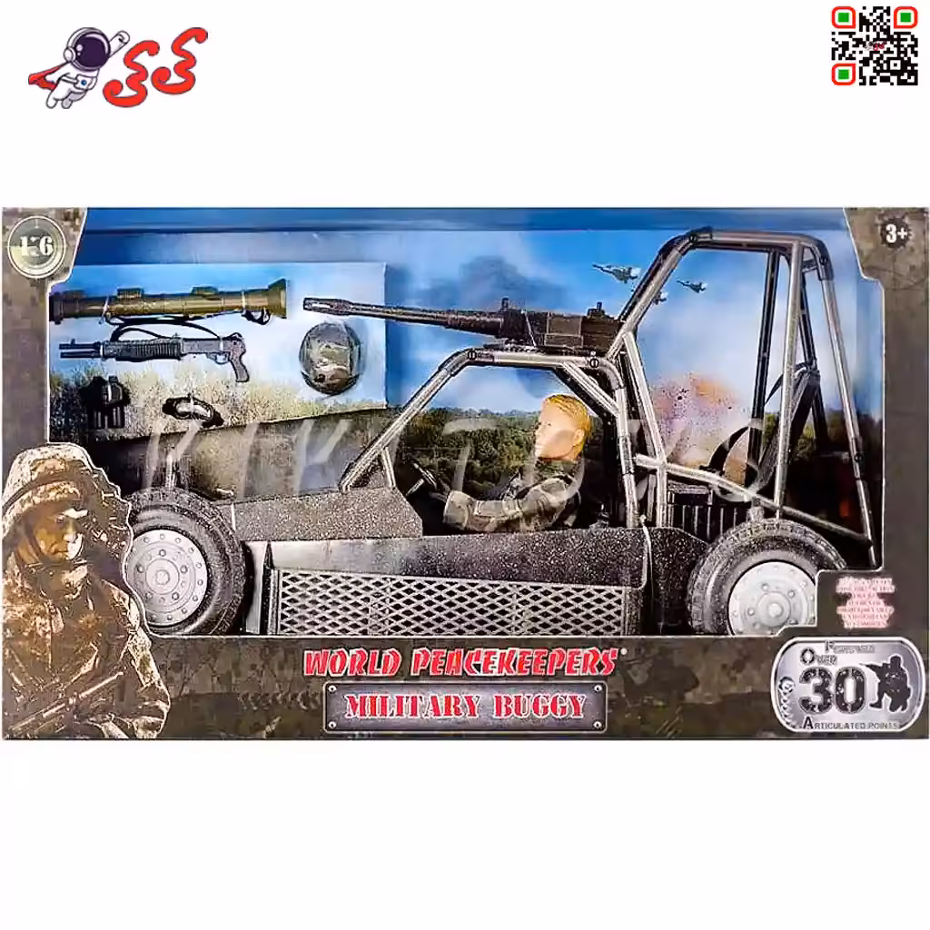 ماکت ماشین جیپ صحرانورد باگی نظامی با تیربار 90018 ام اند سی MILITARY BUGGY M C TOY