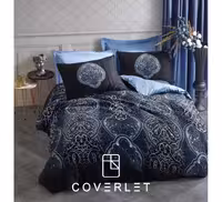 روتختی دونفره مشکی آبی طرح‌دار کاوری Glory