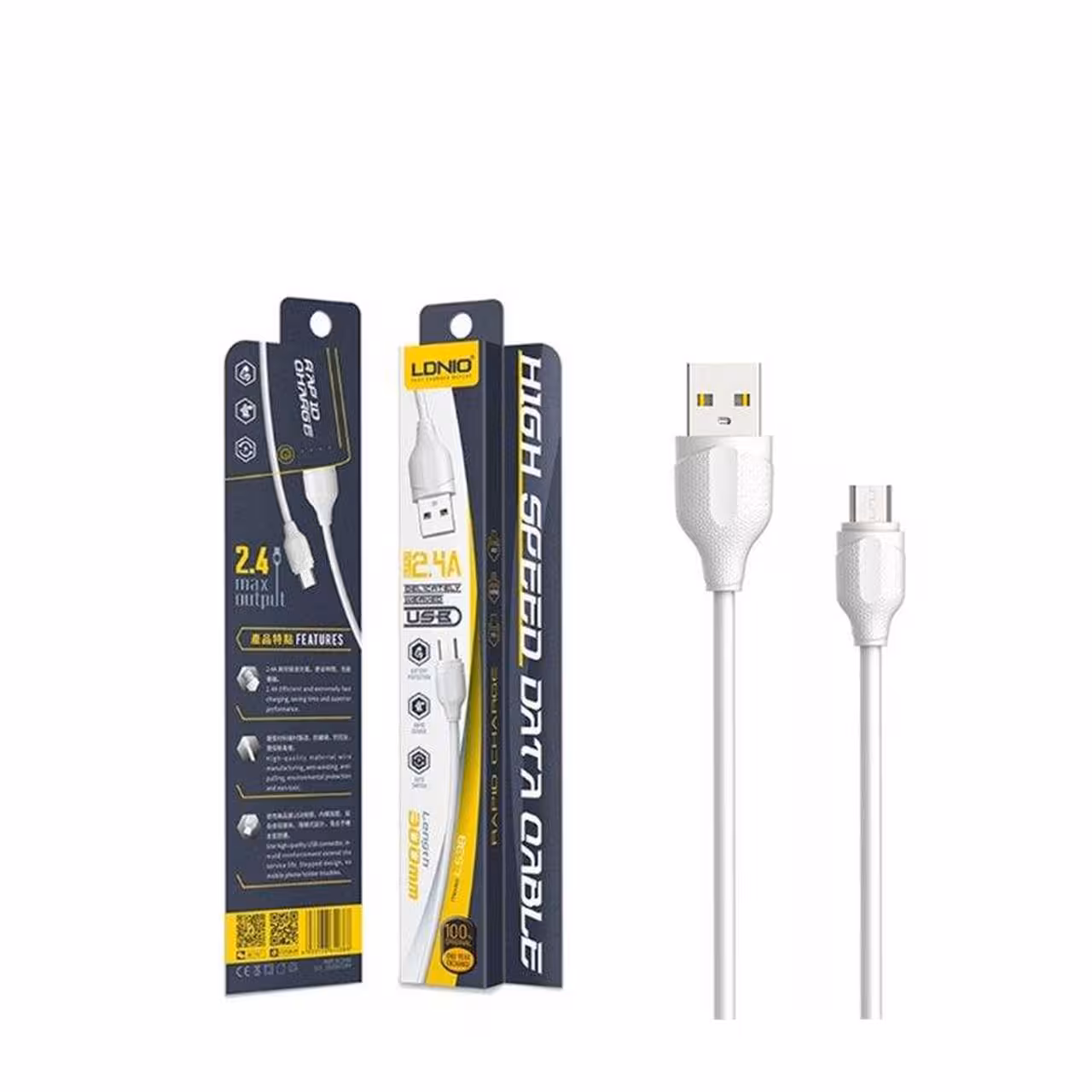 کابل تبدیل USB به microUSB الدینیو مدل LS38 طول 30 سانتی متری