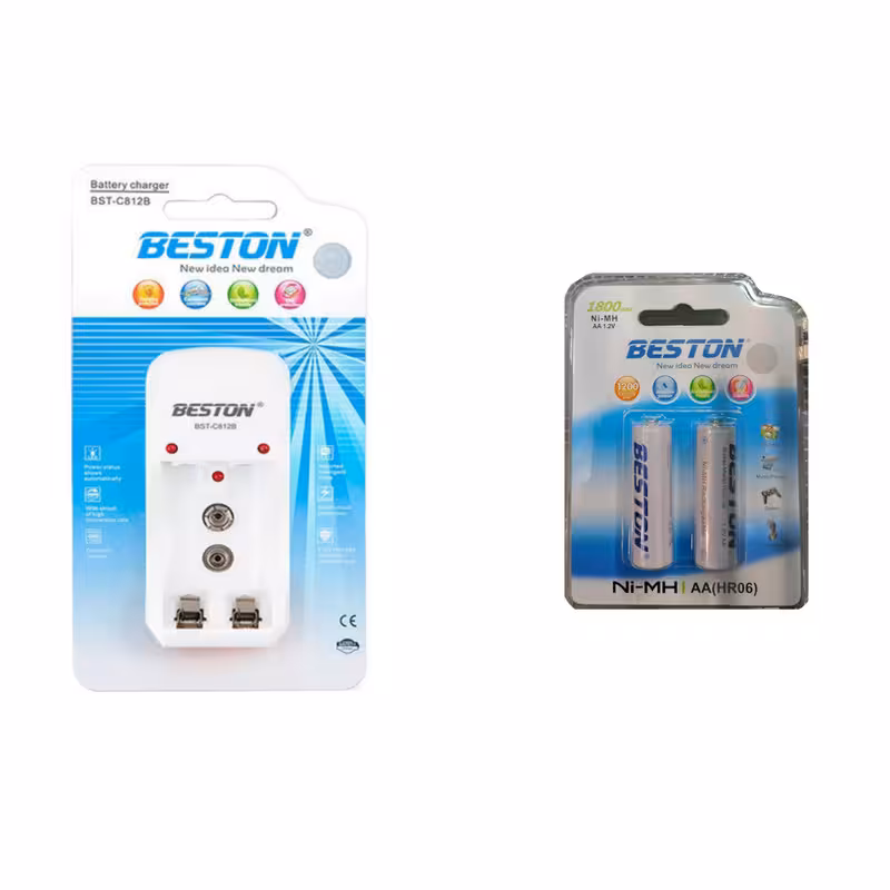 شارژر باتری بستون مدل C812 به همراه باتری قلمی قابل شارژ 1800mAh