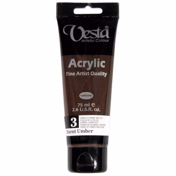رنگ اکریلیک وستا قهوه ای مدل 3 حجم 75 میلی لیتر Burnt Umber