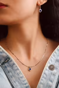 نیمست قلب سنگ دابلت اصل نقره جواهری کد 00464