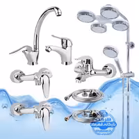 ست 8 عددی شیرآلات برند آیدا صنعت مدل قهرمان اردکی | شیر ظرفشویی   روشویی   حمام   دو عدد توالت   علم دوش یونیورست رسوب‌گیر اتومات هلی شاتی   دو شلنگ توالت | کروم براق