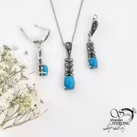 نیمست سیاه قلم نقره طرح فیروزه کد 18541