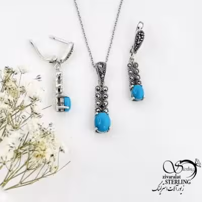 نیمست سیاه قلم نقره طرح فیروزه کد 18541