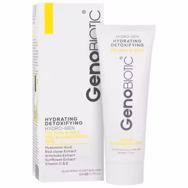 کرم رطوبت رسان صورت و گردن پوست چرب و مختلط ژنوبایوتیک 50 میل