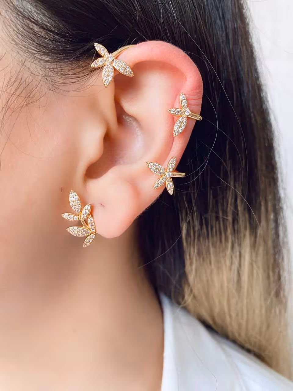 گوشواره ایرکاف مدل برگ، با تنوع رنگ، برند ysx (برای گوش بدون سوراخ)