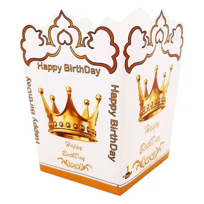 پاپ کورن تم تولد تاج سفید