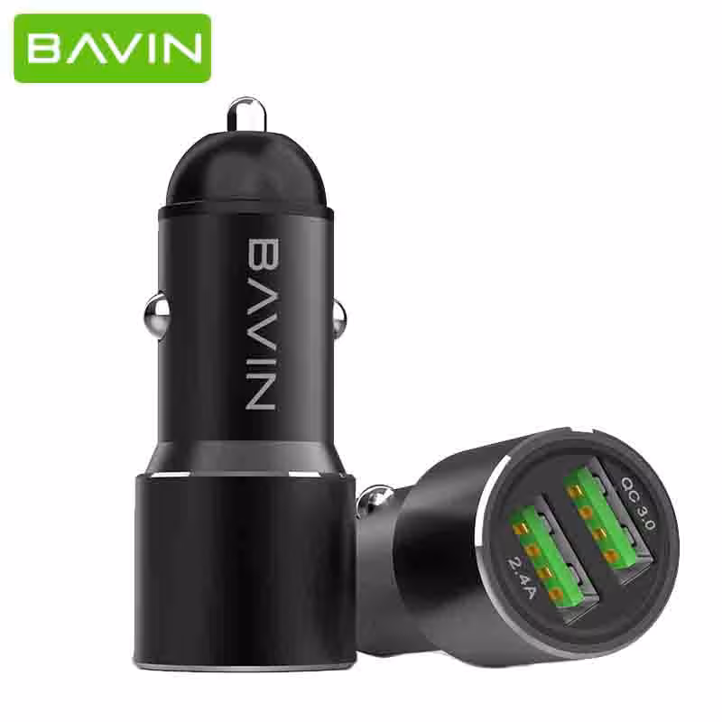 شارژر فندکی فست شارژ همراه با کابل باوین BAVIN PC376 USB CAR CHARGER