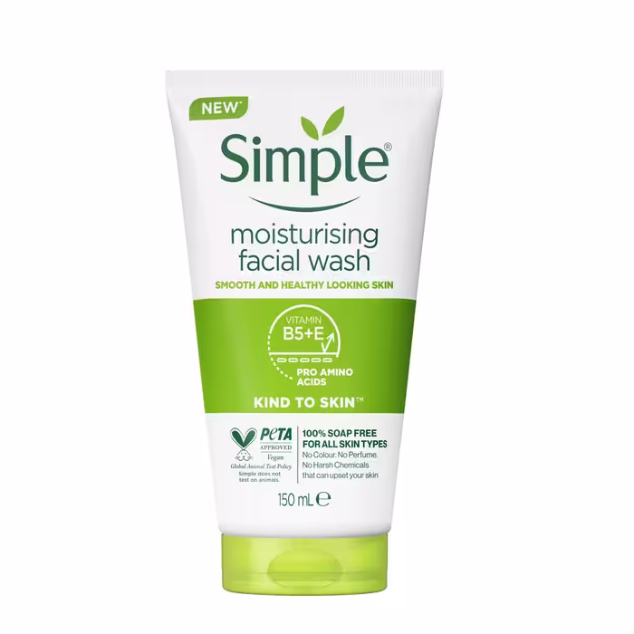 ژل شستشوی آبرسان سبزسیمپل مناسب انواع پوست  simple Kind to Skin Moisturising Facial Wash 150ml