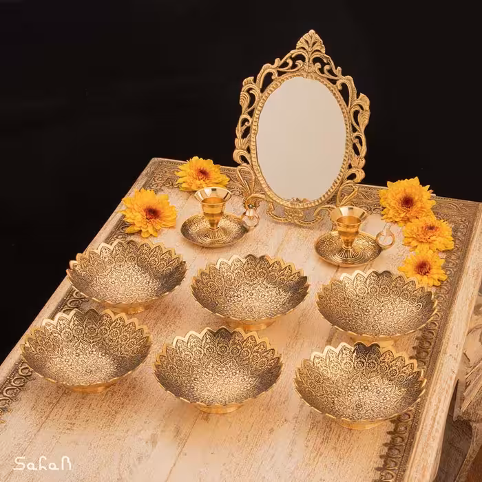 ست هفت سین برنجی آنتیک کد 1228