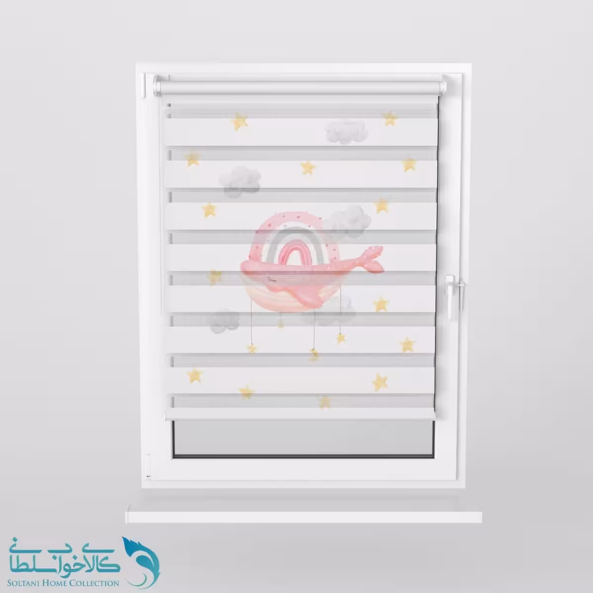 پرده زبرا اتاق کودک طرح نهنگ کد A2750