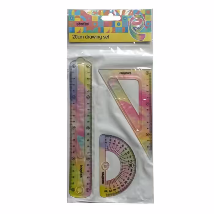 ست گونیا نقاله خط کش(20سانت)ژله ای اکلیلی پاستلی اسکول فنز کد923304