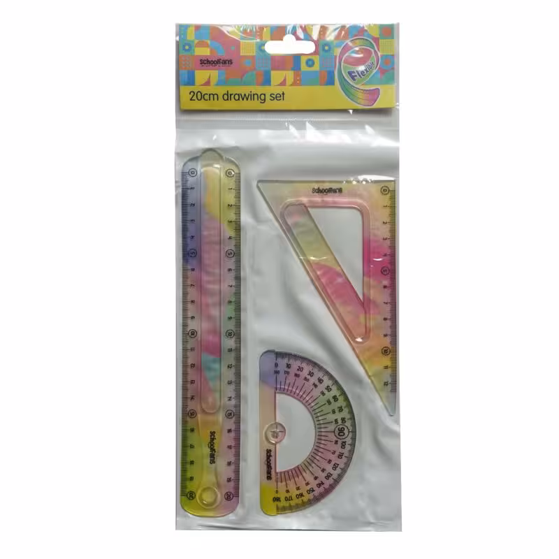 ست گونیا نقاله خط کش(20سانت)ژله ای اکلیلی پاستلی اسکول فنز کد923304