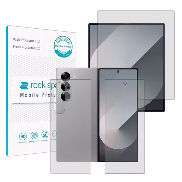 مجموعه محافظ صفحه نمایش داخلی و بیرونی شفاف راک اسپیس مدل HyGEL مناسب برای گوشی موبایل سامسونگ Galaxy Z Fold6 به همراه محافظ پشت گوشی