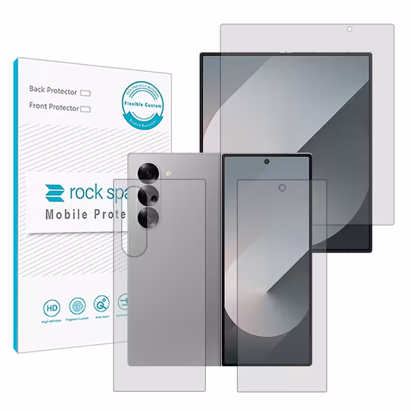 مجموعه محافظ صفحه نمایش داخلی و بیرونی شفاف راک اسپیس مدل HyGEL مناسب برای گوشی موبایل سامسونگ Galaxy Z Fold6 به همراه محافظ پشت گوشی