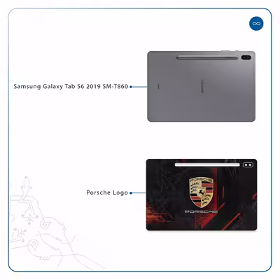 برچسب پوششی ماهوت مدل Porsche-Logo مناسب برای تبلت سامسونگ Galaxy Tab S6 2019 SM-T860