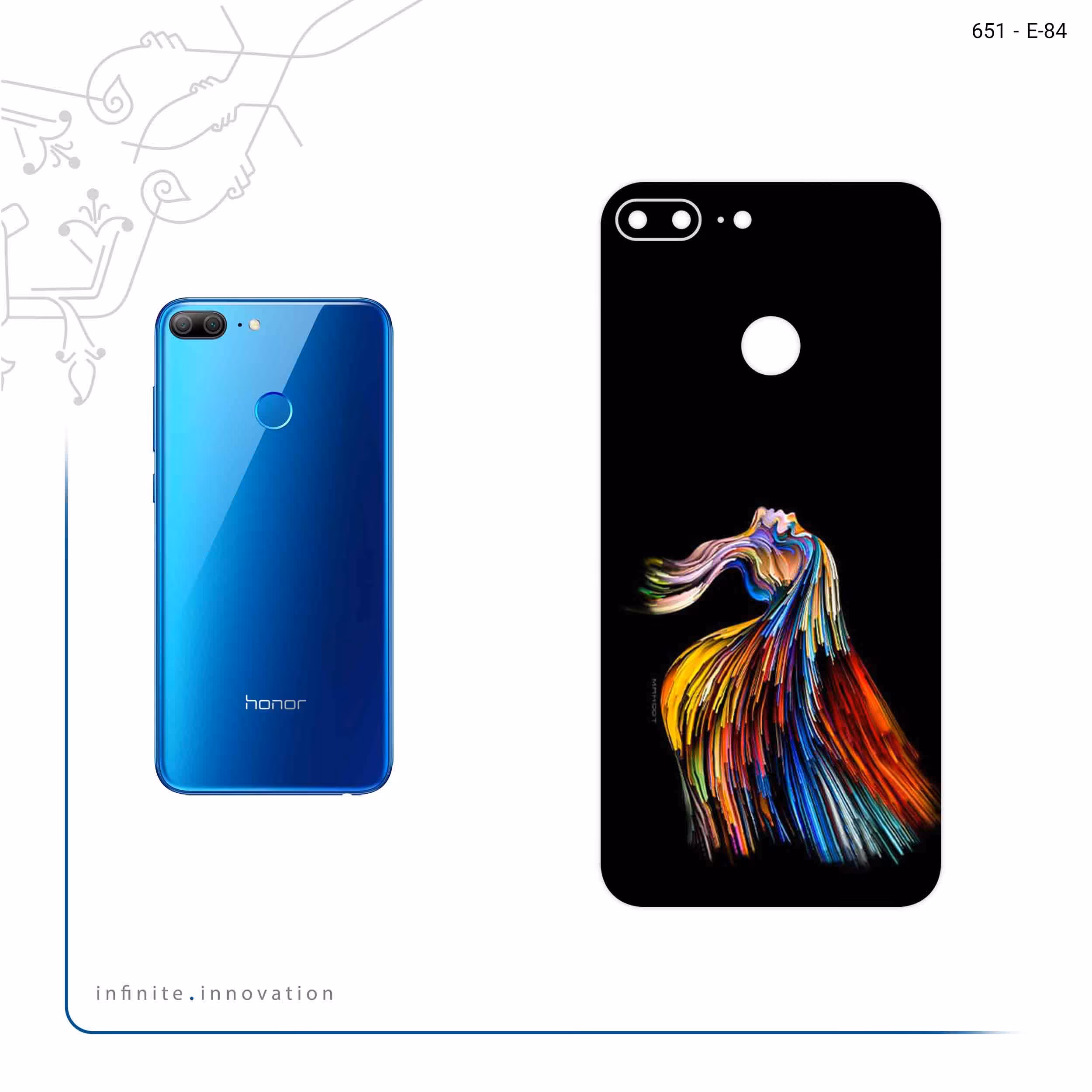 برچسب پوششی ماهوت مدل Rainbow Hair Digital Art مناسب برای گوشی موبایل آنر 9 Lite