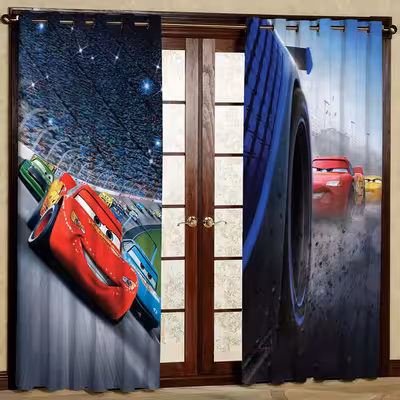 پرده مدل ماشین ها هازان پانچی کد 1 سایز 280x140 سانتی متر