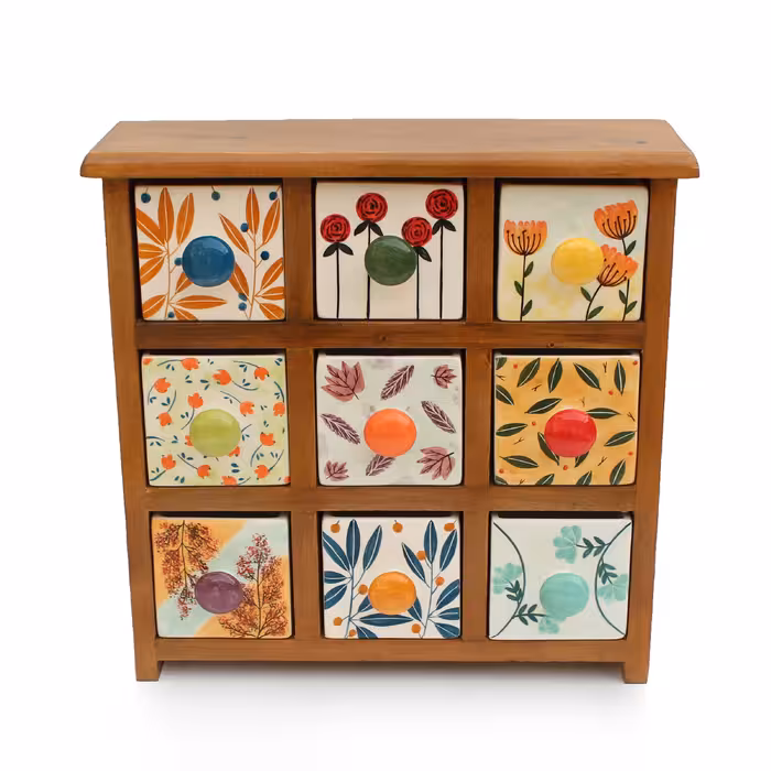  جا ادویه 9 پارچه مدل چوبی و سرامیکی