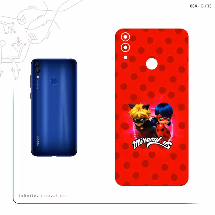 برچسب پوششی ماهوت مدل Ladybug and Cat Noir مناسب برای گوشی موبایل آنر 8C