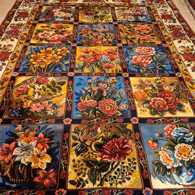 فرش دستباف شش متری طرح خشتی مدل AA یک جفت