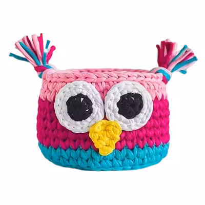 سبد قلاب بافی تریکو طرح جغد کد 02