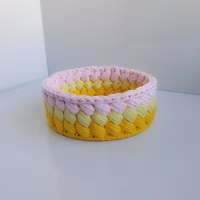 سبد بافتنی تریکو مدل گندمی کد Bascket-01