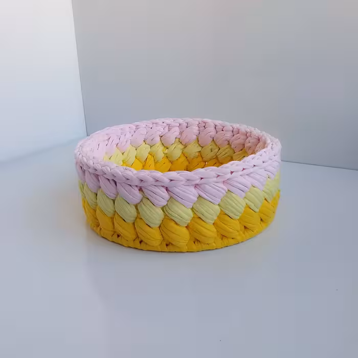 سبد بافتنی تریکو مدل گندمی کد Bascket-01