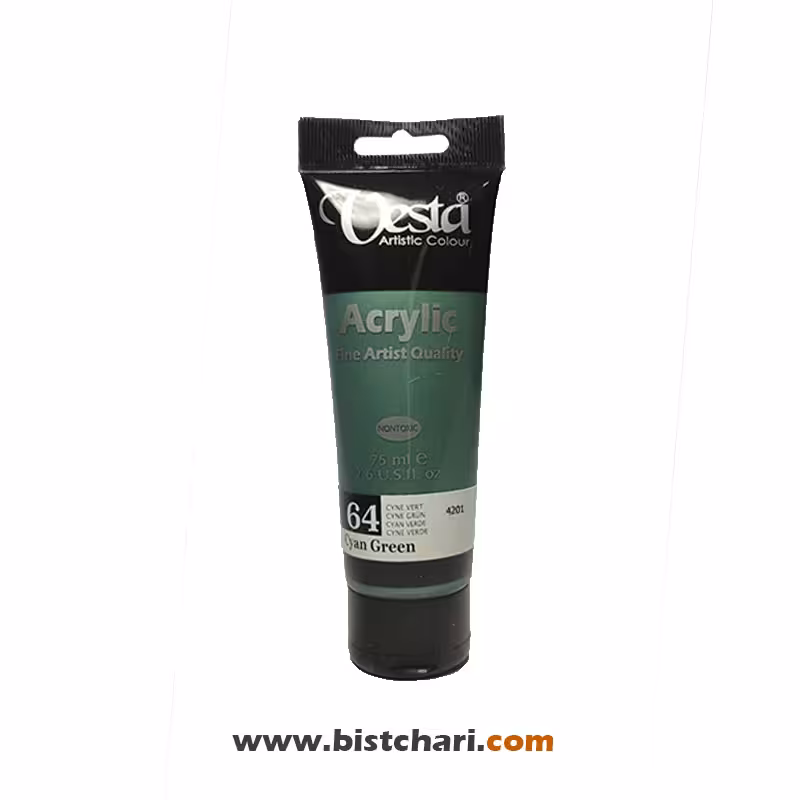 رنگ اکریلیک متالیک Cyan green کد 64 حجم 75 ml برند وستا Vesta