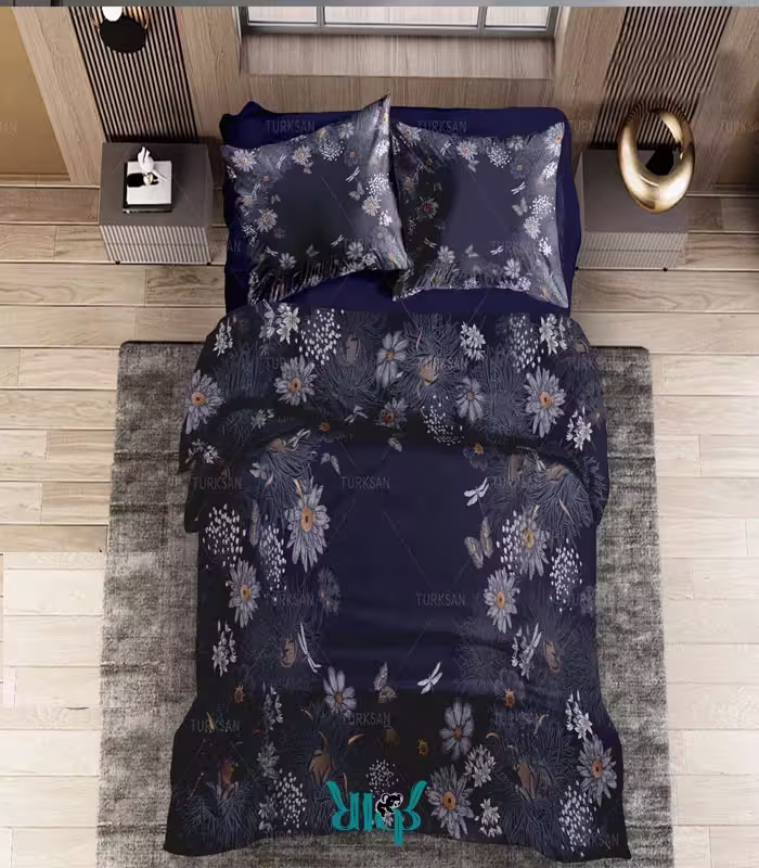 روتختی آبی گلدار دونفره کد d582