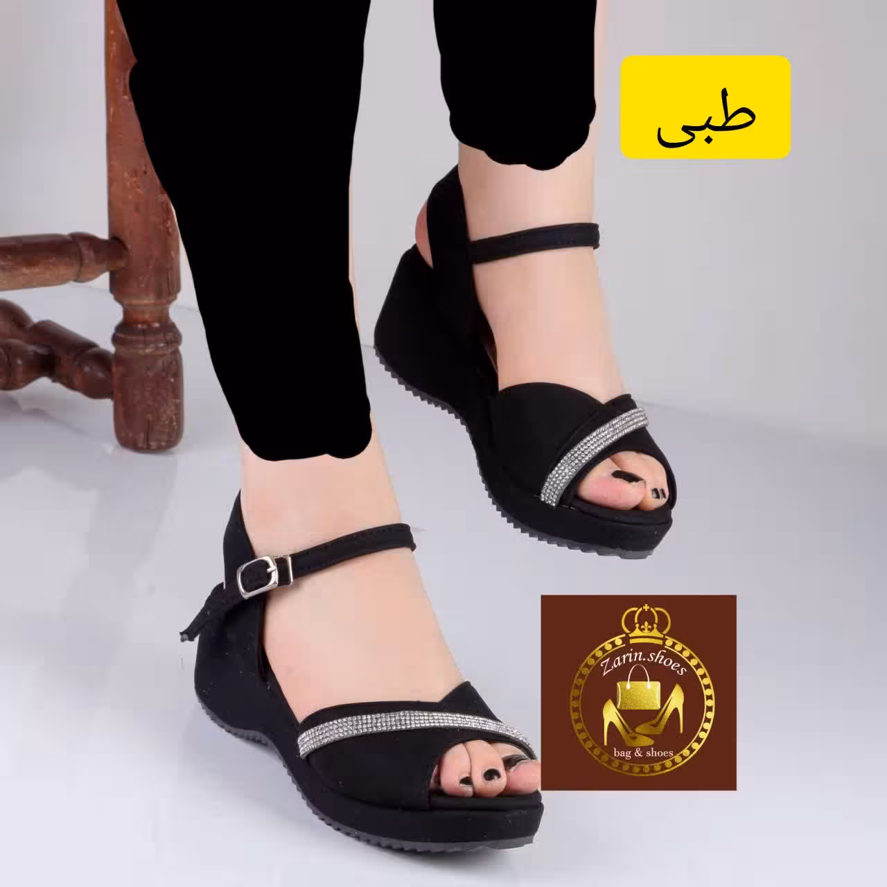 صندل لژدار زنانه دخترانه نگینی طبی تک نگین کج