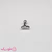 پیرسینگ گوش نقره‌ای طرح سه نگین‌ سفید