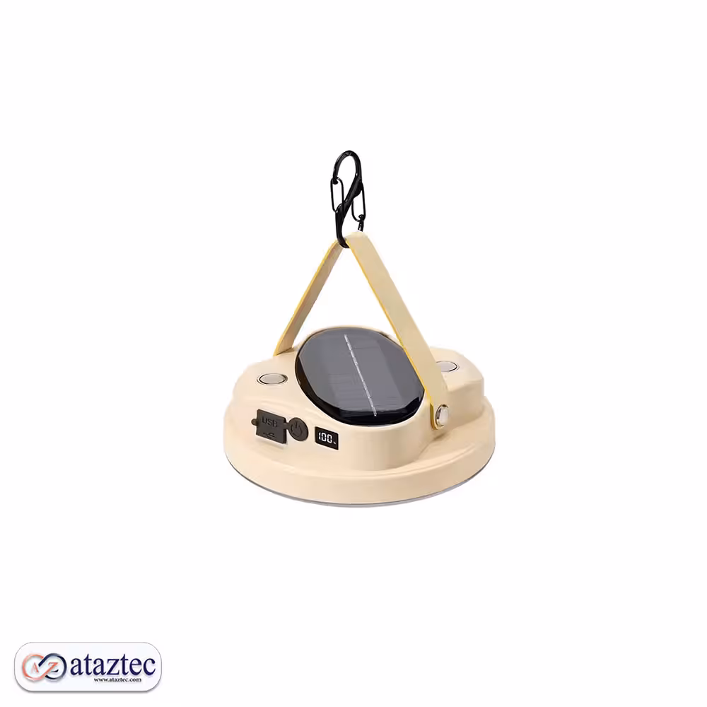 چراغ کمپینگ خورشیدی و شارژی LED-KK452 | با باتری داخلی قابل شارژ 4400 میلی‌آمپر