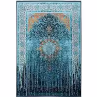 فرش نوستالوژیا طرح 300627 سبزآبی 1200 شانه