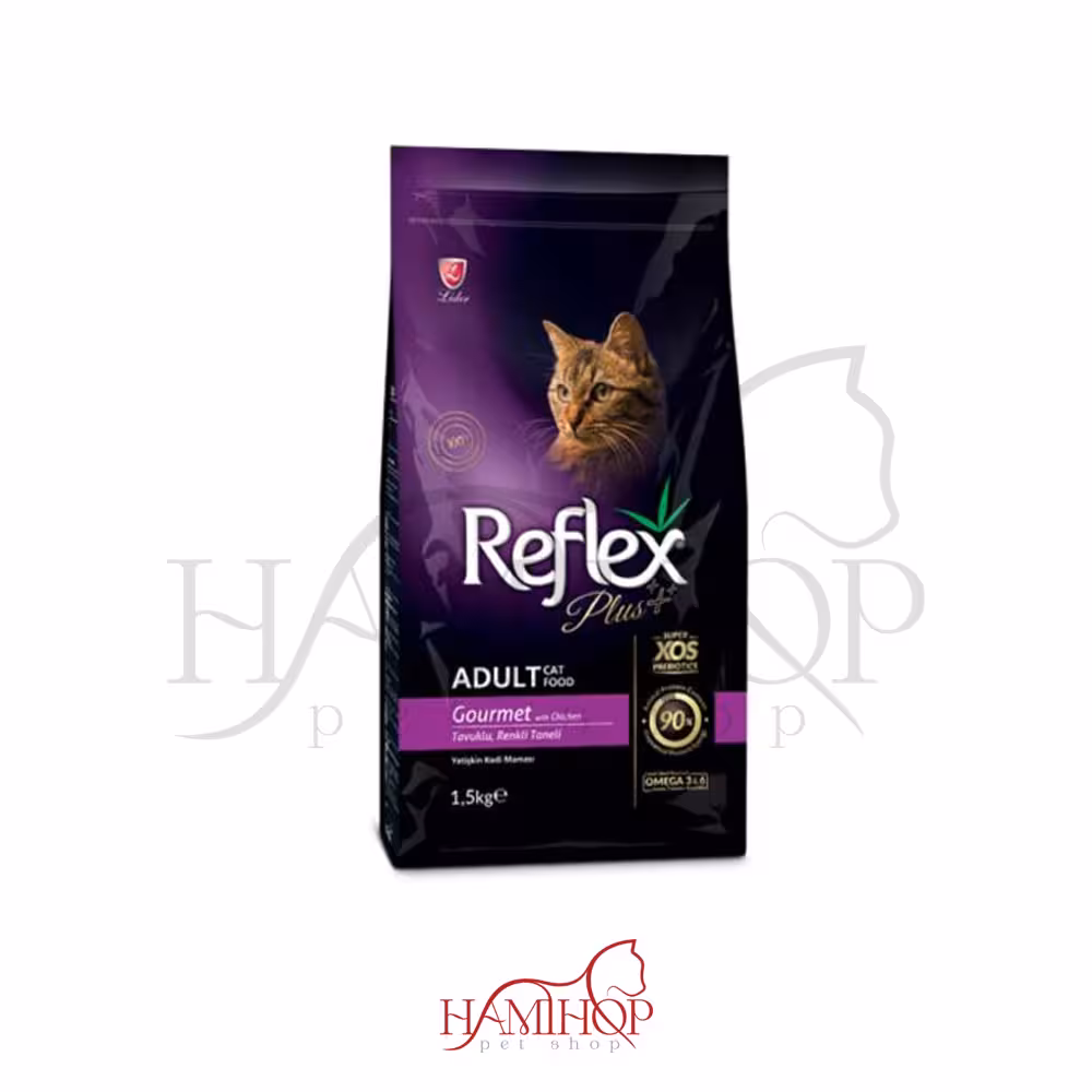 غذای خشک گربه بالغ مدل گورمت طعم مرغ Reflex Plus Adult Gourmet 1.5kg