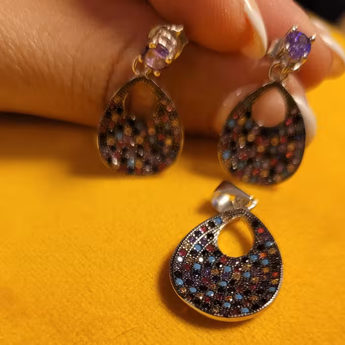 نیم ست جواهر نقره                            