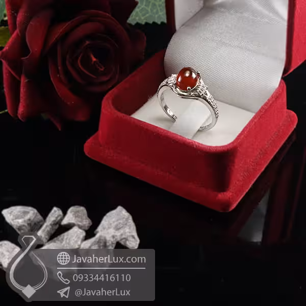 انگشتر نقره زنانه نگین گارنت _ کد : 100697