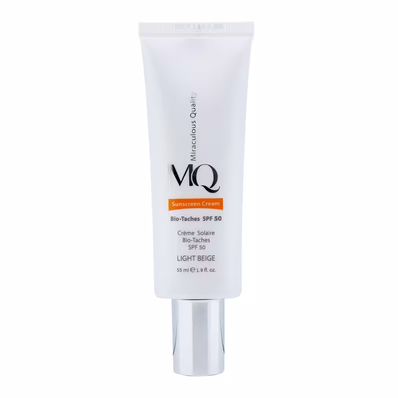 کرم ضد آفتاب ام کیو spf50 مدل ضدلک Bio taches حجم 55 میل