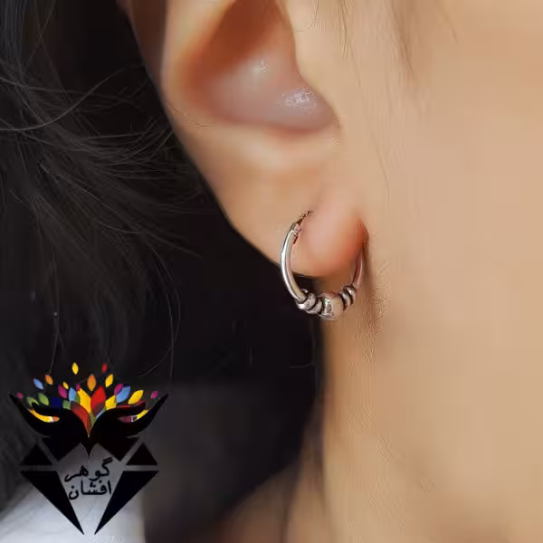 گوشواره نقره حلقه ای دخترونه GO3036
