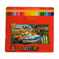 مداد رنگی 24 رنگ جعبه فلزی ووک woke