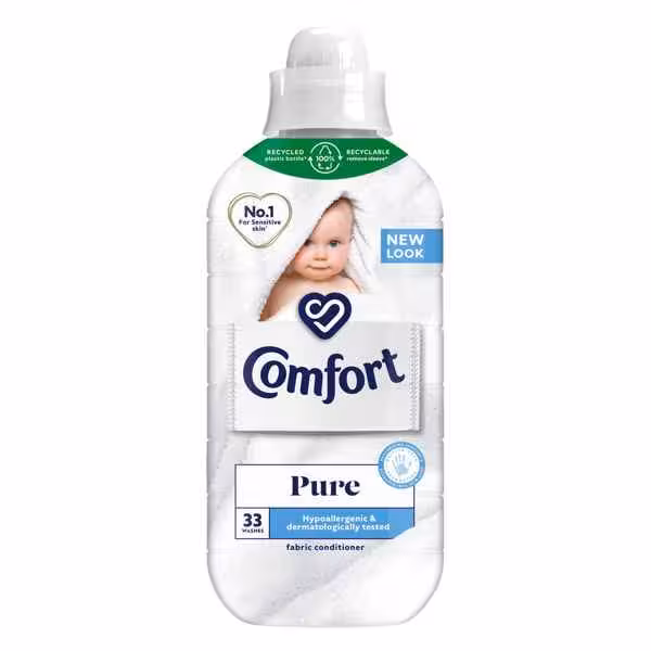 مشخصات، خرید و قیمت نرم کننده لباس کامفورت Comfort مدل Pure مناسب پوستهای حساس مناسب برای 33 بار شستشو حجم 990 میل ⭐️ ویان مارکت
