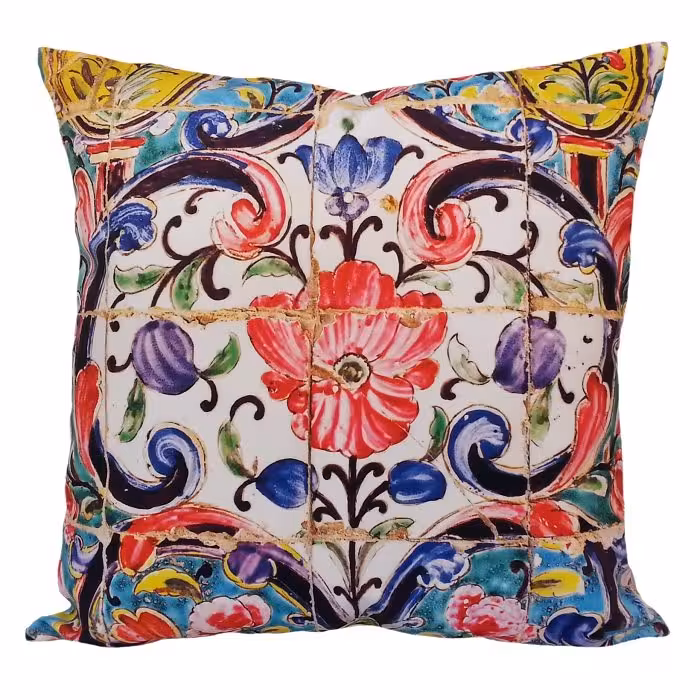 کاور کوسن مخمل کوبیده طرح کاشی کد MAKHQU7