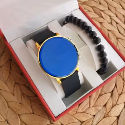 ساعت ال ای دی با دستبند مشکی