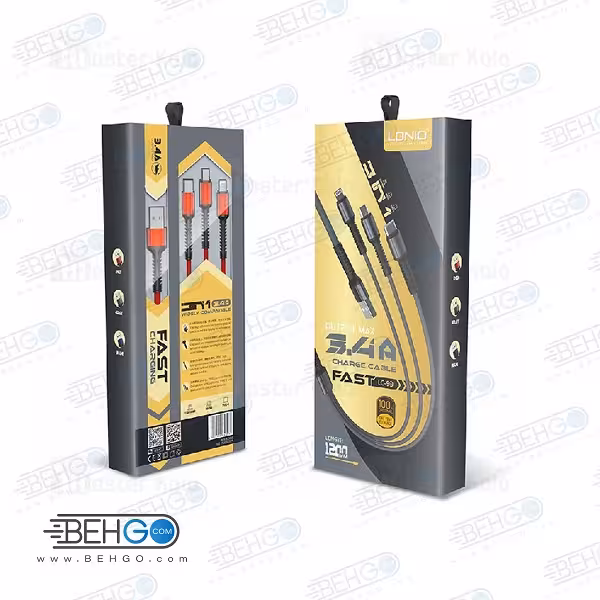کابل شارژ سه سر الدینیو LDNIO LC-93 3 in 1 Charge Cable توان 3.5 آمپر