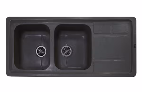 سینک گرانیتی توکار دو لگن اونکس مدل مرسین ذغالی