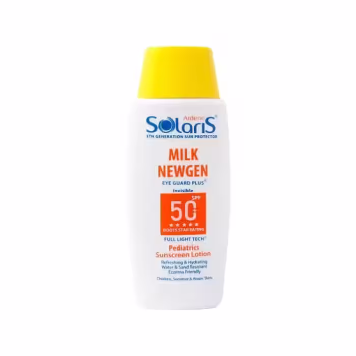 لوسیون ضد آفتاب کودک سولاریس SPF 50 حجم 100 میلی لیتر (بی رنگ)