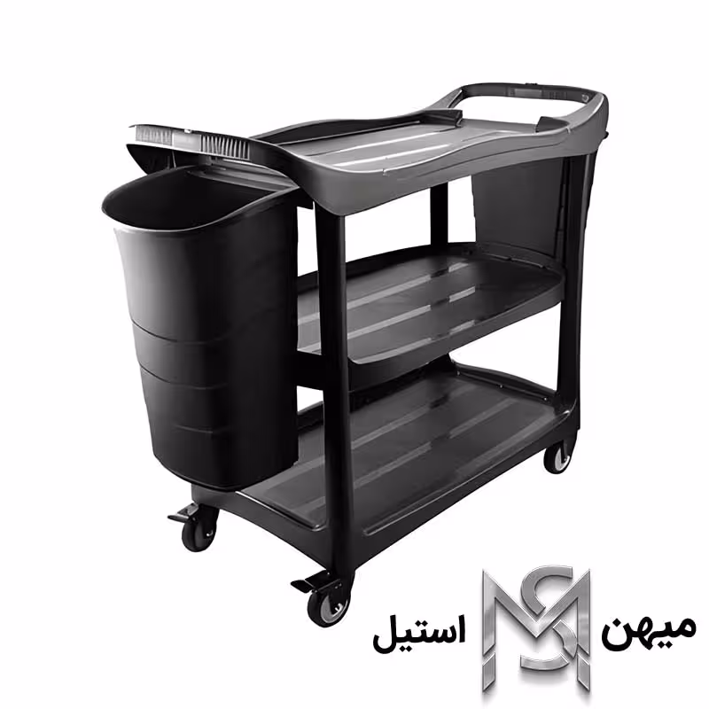 ترولی پلاستیکی طرح Carlise با 2سطل مشکی