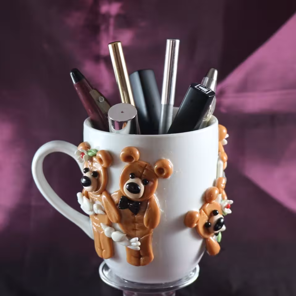 ماگ عروسکی با طرح خرسهای قهوه ای عاشق